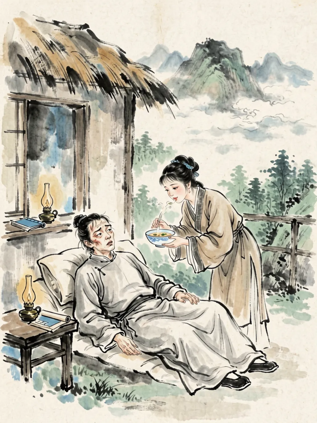 袭人照顾宝玉